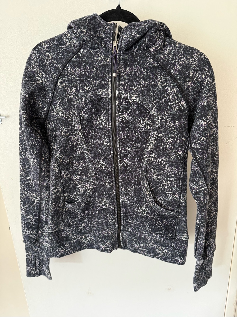 lululemon athletica Black white purple Speckle Hooded Zip Jacket size 6